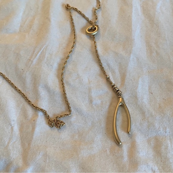 Madewell Gold Wishbone Pendant Necklace - Picture 3 of 5